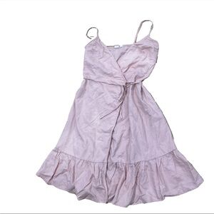 Gap Linen Wrap Dress Women's XS Pink Mini Sleeveless Strappy Ruffle Coastal XS